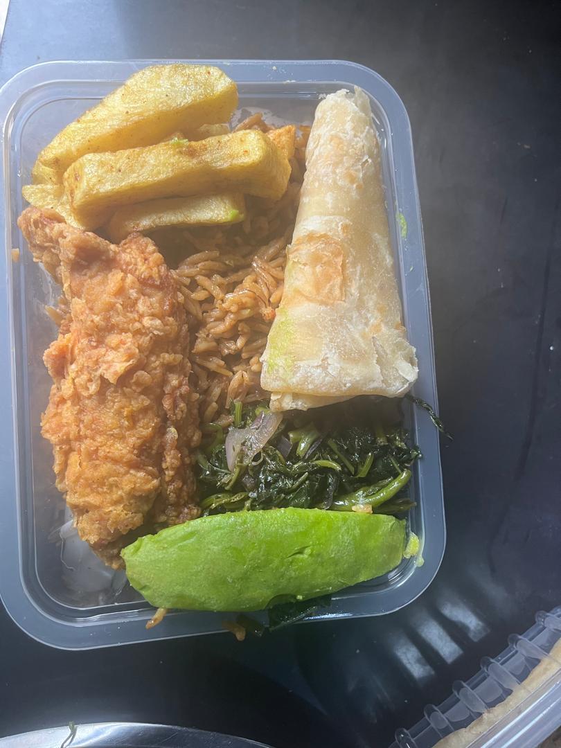 Pilao rice + Chips + chapati + Chichen Fillet + Salads